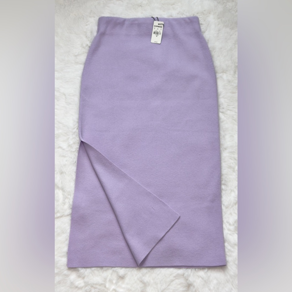 NWT EXPRESS BODY CONTOUR SIDE SLIT MIDI SWEATER PENCIL SKIRT